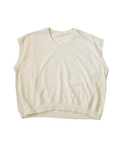 antiqua(アンティカ)の「裏毛Vネックトップス(Tシャツ/カットソー・レディース・ブルー/ブラック/ホワイト/ベージュ/ダークグレー・FREE)」の15枚目の写真