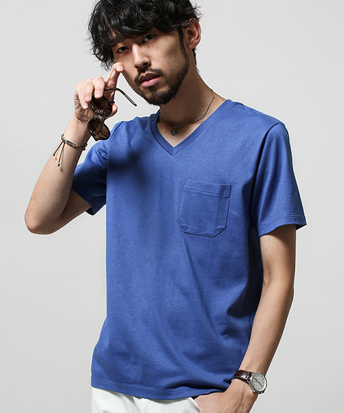 NANO universe(ナノユニバース)の「Anti Soaked C/R Vneck T(Tシャツ/カットソー・メンズ・カーキ/ネイビー/ブルー・SMALL/LARGE/MEDIUM)」の3枚目の写真
