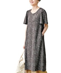 Kraso（クラソ）の「ａｍ＆ｂｅ　アンティークフラワーで心穏やかコットン入り素材でゆったりした着心地の半袖ワンピース（ルームウェア/パジャマ）」