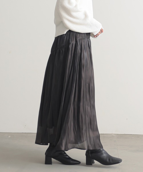 サテンティアードスカート【サスティナブル】（スカート）｜for/c