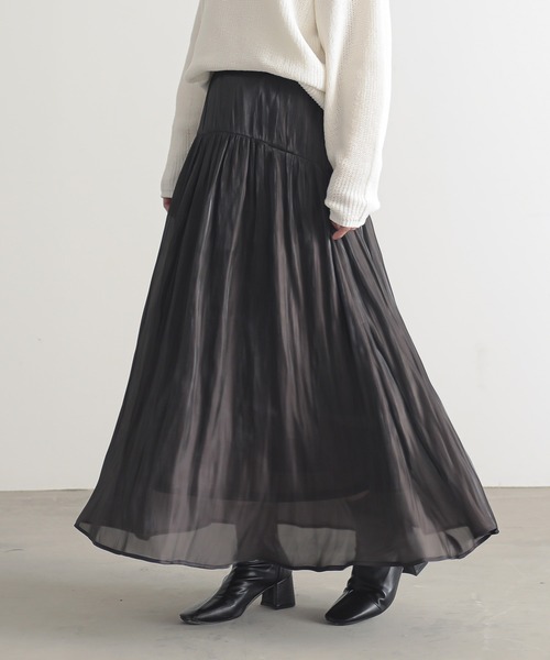 サテンティアードスカート【サスティナブル】（スカート）｜for/c