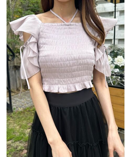 EATME(イートミー)の「ラッフルシャーリングTOP(Tシャツ/カットソー・レディース・ピンク/アイボリー/ブラック・FREE)」の15枚目の写真