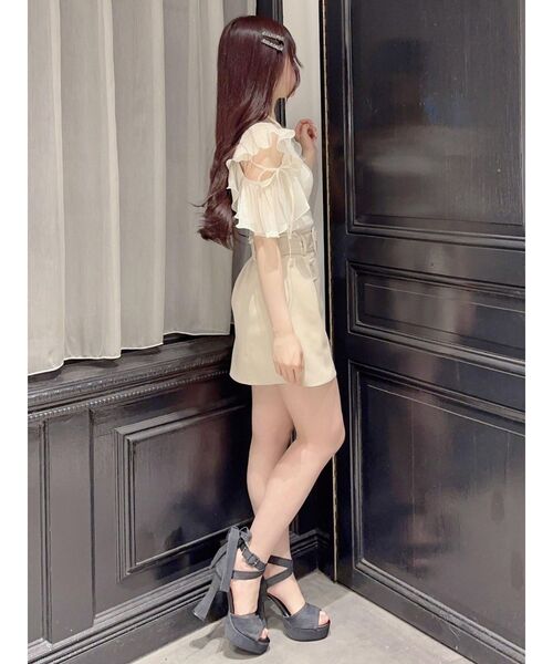 EATME(イートミー)の「ラッフルシャーリングTOP(Tシャツ/カットソー・レディース・ピンク/アイボリー/ブラック・FREE)」の18枚目の写真