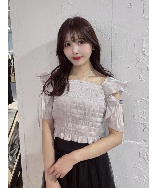 EATME(イートミー)の「ラッフルシャーリングTOP(Tシャツ/カットソー・レディース・ピンク/アイボリー/ブラック・FREE)」の19枚目の写真