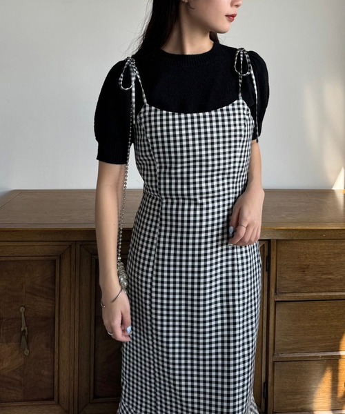 one after another NICE CLAUP（ワンアフターアナザーナイスクラップ）の「チュールビスチェセットカーディガン（アンサンブル・レディース・ライトグレー/ピンク/ブラック/オフホワイト・FREE）」の8枚目の写真