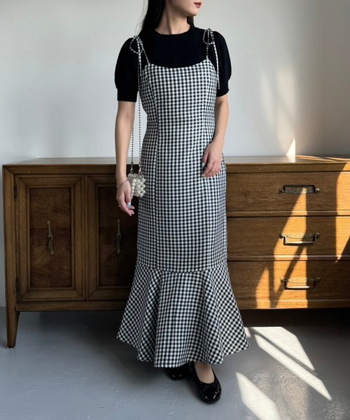 one after another NICE CLAUP（ワンアフターアナザーナイスクラップ）の「チュールビスチェセットカーディガン（アンサンブル・レディース・ライトグレー/ピンク/ブラック/オフホワイト・FREE）」の9枚目の写真