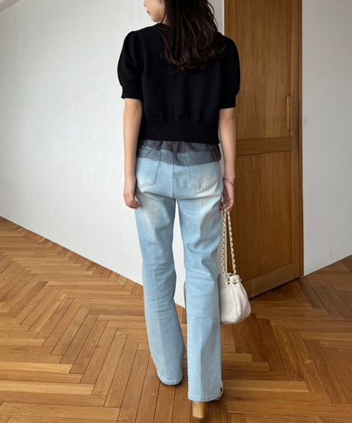 one after another NICE CLAUP（ワンアフターアナザーナイスクラップ）の「チュールビスチェセットカーディガン（アンサンブル・レディース・ライトグレー/ピンク/ブラック/オフホワイト・FREE）」の12枚目の写真