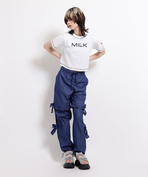 【MILK】ひざ丈パンツ　リボンパンツ ウエストリボン ショートパンツ（その他パンツ）｜pairmanon