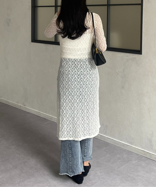 Thevon（ゼボン）の「シアーレースレイヤードワンピース（チュニック・レディース・アイボリー/ブラック・FREE）」の12枚目の写真