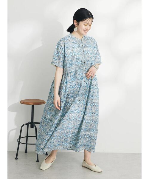 CRAFT STANDARD BOUTIQUE(クラフトスタンダードブティック)の「インド綿アラベスク柄ワンピース(ワンピース・レディース・グリーン/ブルー・FREE)」の4枚目の写真