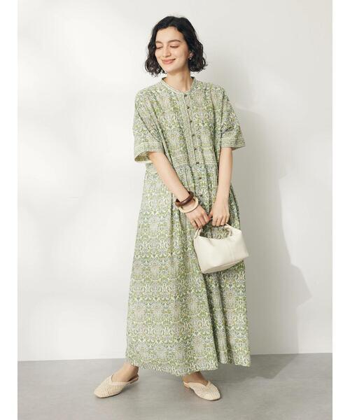CRAFT STANDARD BOUTIQUE(クラフトスタンダードブティック)の「インド綿アラベスク柄ワンピース(ワンピース・レディース・グリーン/ブルー・FREE)」の6枚目の写真