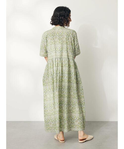 CRAFT STANDARD BOUTIQUE(クラフトスタンダードブティック)の「インド綿アラベスク柄ワンピース(ワンピース・レディース・グリーン/ブルー・FREE)」の8枚目の写真