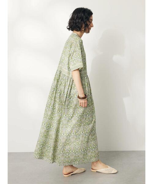 CRAFT STANDARD BOUTIQUE(クラフトスタンダードブティック)の「インド綿アラベスク柄ワンピース(ワンピース・レディース・グリーン/ブルー・FREE)」の9枚目の写真