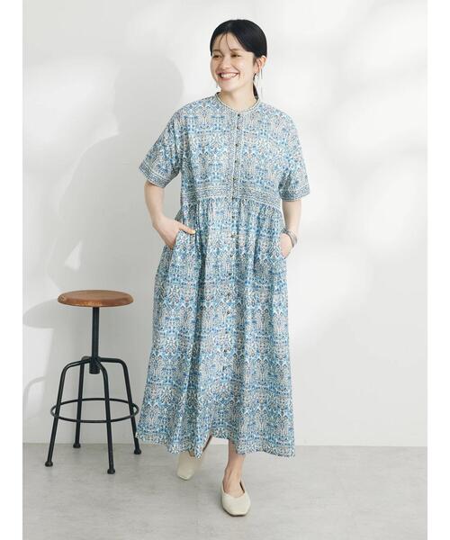CRAFT STANDARD BOUTIQUE(クラフトスタンダードブティック)の「インド綿アラベスク柄ワンピース(ワンピース・レディース・グリーン/ブルー・FREE)」の14枚目の写真