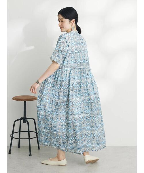 CRAFT STANDARD BOUTIQUE(クラフトスタンダードブティック)の「インド綿アラベスク柄ワンピース(ワンピース・レディース・グリーン/ブルー・FREE)」の16枚目の写真