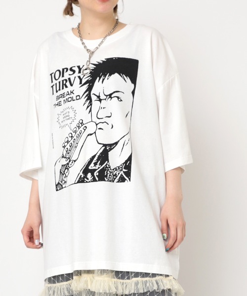 RNA(アールエヌエー)の「M2245 パンクスメガBIG T(Tシャツ/カットソー・レディース・ブラック/ホワイト/ライム・MEDIUM)」の1枚目の写真