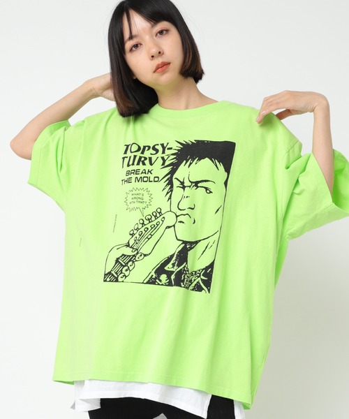 RNA(アールエヌエー)の「M2245 パンクスメガBIG T(Tシャツ/カットソー・レディース・ブラック/ホワイト/ライム・MEDIUM)」の3枚目の写真