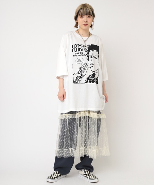 RNA(アールエヌエー)の「M2245 パンクスメガBIG T(Tシャツ/カットソー・レディース・ブラック/ホワイト/ライム・MEDIUM)」の9枚目の写真