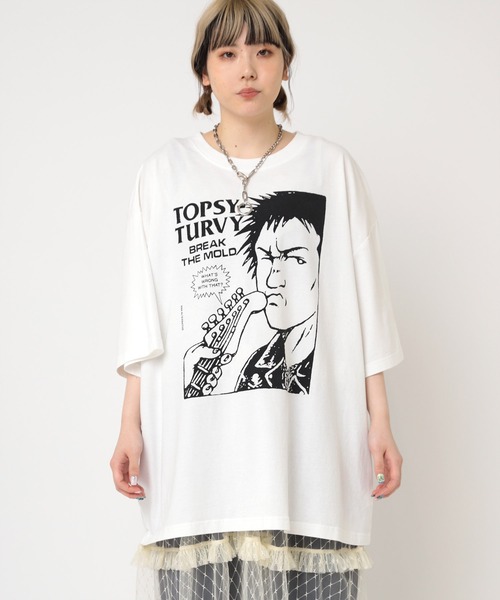 RNA(アールエヌエー)の「M2245 パンクスメガBIG T(Tシャツ/カットソー・レディース・ブラック/ホワイト/ライム・MEDIUM)」の6枚目の写真