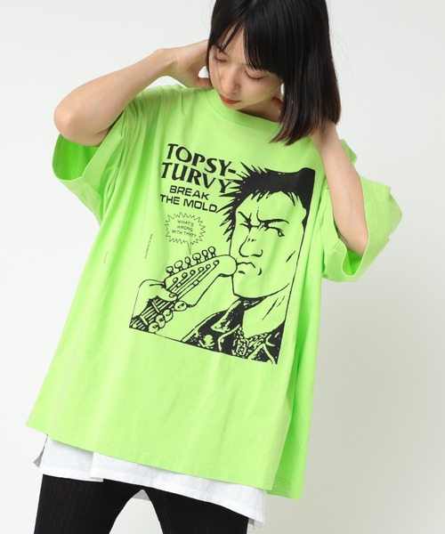 RNA(アールエヌエー)の「M2245 パンクスメガBIG T(Tシャツ/カットソー・レディース・ブラック/ホワイト/ライム・MEDIUM)」の22枚目の写真