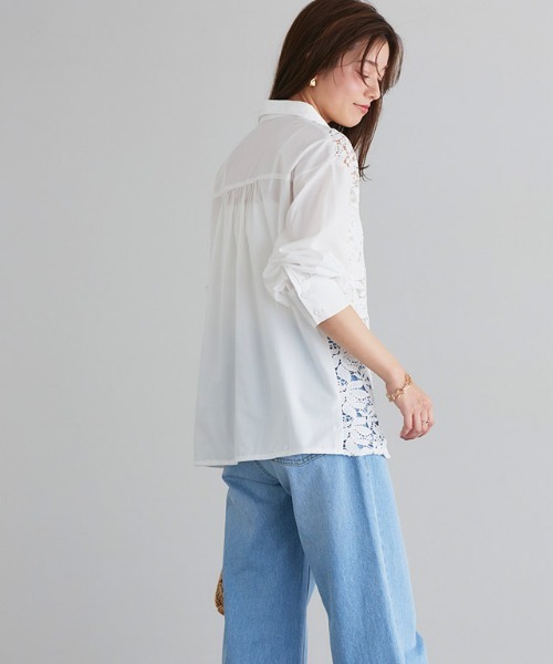 Pierrot(ピエロ)の「ケミカルレースシャツ(シャツ/ブラウス・レディース・ブラック/オフホワイト・S/M/L)」の6枚目の写真