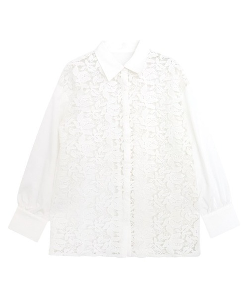 Pierrot(ピエロ)の「ケミカルレースシャツ(シャツ/ブラウス・レディース・ブラック/オフホワイト・S/M/L)」の11枚目の写真