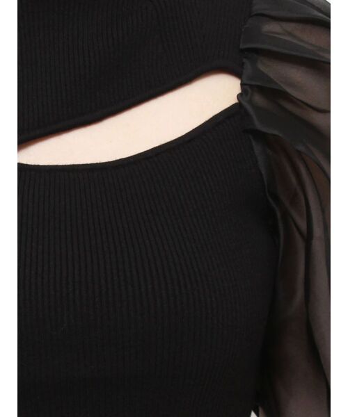 MERCURYDUO（マーキュリーデュオ）の「2WAY異素材パフスリーブカットアウトニット（ニット/セーター・レディース・ラベンダー/オフホワイト/ブラック/パープル・FREE）」の9枚目の写真