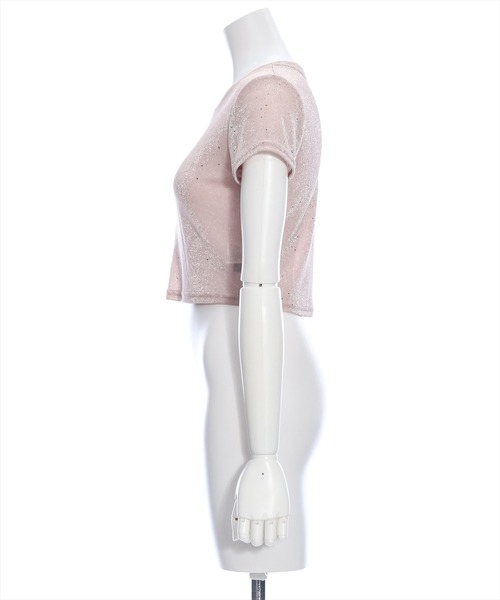 clear（クリア）の「ラメチビTシャツ［ショート丈 半袖 大人 カジュアル］≪再入荷≫（Tシャツ/カットソー・レディース・サックスブルー/ピンク/シルバー・F）」の5枚目の写真