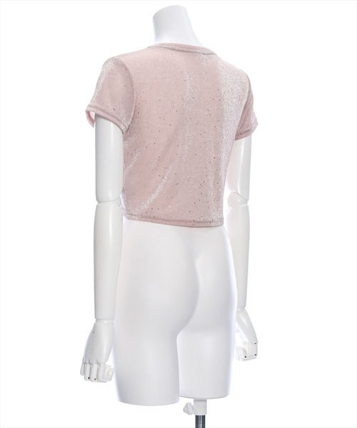 clear（クリア）の「ラメチビTシャツ［ショート丈 半袖 大人 カジュアル］≪再入荷≫（Tシャツ/カットソー・レディース・サックスブルー/ピンク/シルバー・F）」の6枚目の写真