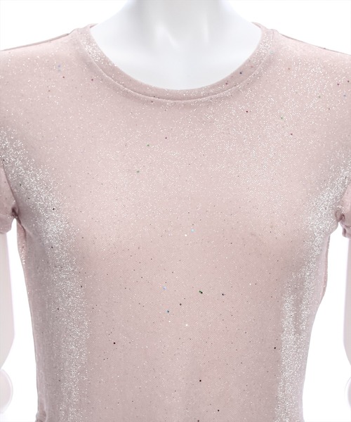 clear（クリア）の「ラメチビTシャツ［ショート丈 半袖 大人 カジュアル］≪再入荷≫（Tシャツ/カットソー・レディース・サックスブルー/ピンク/シルバー・F）」の9枚目の写真