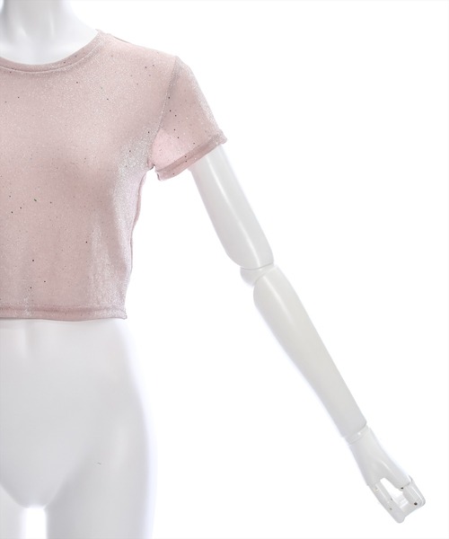 clear（クリア）の「ラメチビTシャツ［ショート丈 半袖 大人 カジュアル］≪再入荷≫（Tシャツ/カットソー・レディース・サックスブルー/ピンク/シルバー・F）」の8枚目の写真