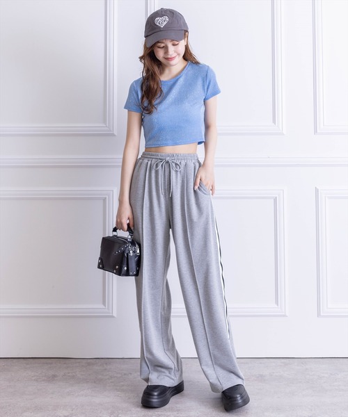 clear（クリア）の「ラメチビTシャツ［ショート丈 半袖 大人 カジュアル］≪再入荷≫（Tシャツ/カットソー・レディース・サックスブルー/ピンク/シルバー・F）」の12枚目の写真