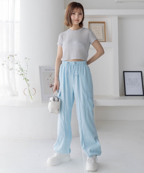 clear（クリア）の「ラメチビTシャツ［ショート丈 半袖 大人 カジュアル］≪再入荷≫（Tシャツ/カットソー・レディース・サックスブルー/ピンク/シルバー・F）」の16枚目の写真