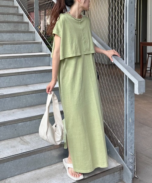 CIAOPANIC TYPY（チャオパニックティピー）の「■【WEB限定】クロップドTEE付きワンピース（ワンピース・レディース・カーキ/グレー系その他/ブラック・ONE SIZE）」の3枚目の写真