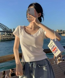 BEIDELLI | [BELLIDE MADE] リボンフリル半袖Tシャツ(Tシャツ/カットソー)