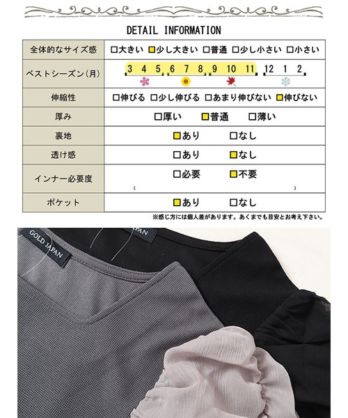 GOLDJAPAN(ゴールドジャパン)の「異素材ドッキングシフォンパワショルワンピース【大きいサイズ対応】(ワンピース・レディース・チャコール/ブラック・LL/3L/4L/5L)」の19枚目の写真
