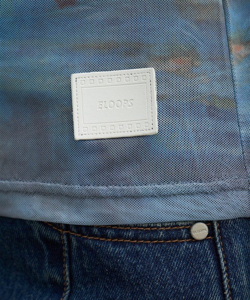 ELOOPS（イーループス）の「【ELOOPS】プリントメッシュセミシアトップス（Tシャツ/カットソー・レディース・ブルー・M/S/L）」の14枚目の写真
