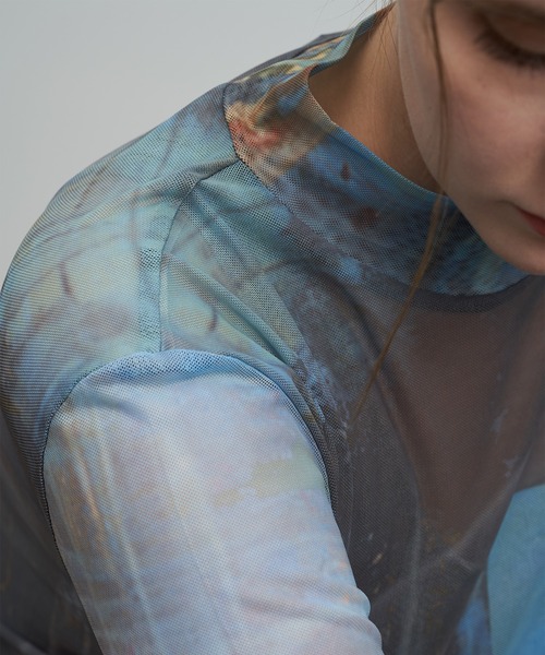 ELOOPS（イーループス）の「【ELOOPS】プリントメッシュセミシアトップス（Tシャツ/カットソー・レディース・ブルー・M/S/L）」の15枚目の写真