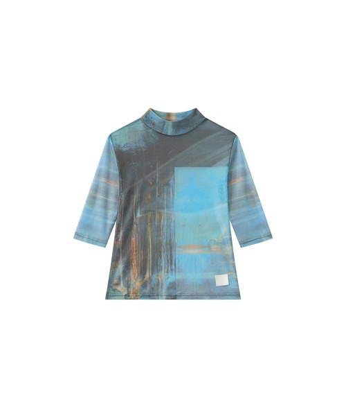 ELOOPS（イーループス）の「【ELOOPS】プリントメッシュセミシアトップス（Tシャツ/カットソー・レディース・ブルー・M/S/L）」の8枚目の写真
