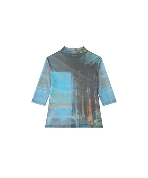 ELOOPS（イーループス）の「【ELOOPS】プリントメッシュセミシアトップス（Tシャツ/カットソー・レディース・ブルー・M/S/L）」の9枚目の写真