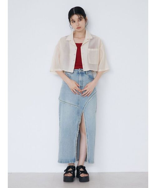 MURUA（ムルーア）の「【SET UP対応】オープンカラーシアーシャツ（シャツ/ブラウス・レディース・アイボリー/ブルー/ブラウン/ブラック・FREE）」の15枚目の写真