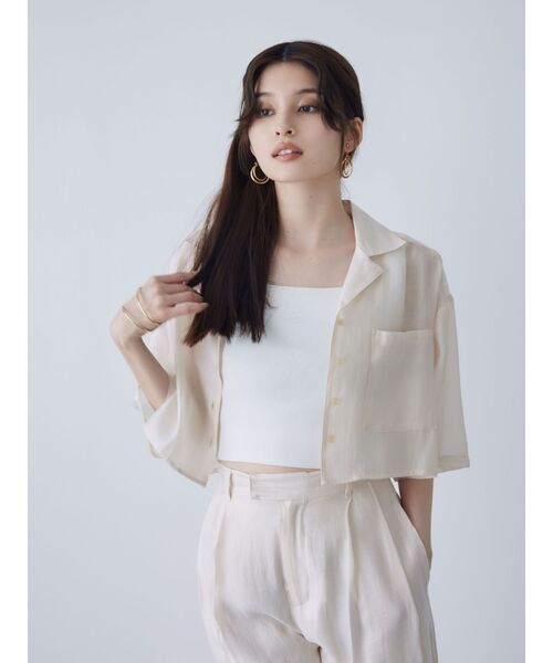 MURUA（ムルーア）の「【SET UP対応】オープンカラーシアーシャツ（シャツ/ブラウス・レディース・アイボリー/ブルー/ブラウン/ブラック・FREE）」の17枚目の写真