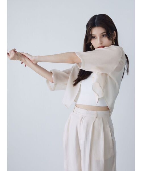 MURUA（ムルーア）の「【SET UP対応】オープンカラーシアーシャツ（シャツ/ブラウス・レディース・アイボリー/ブルー/ブラウン/ブラック・FREE）」の18枚目の写真