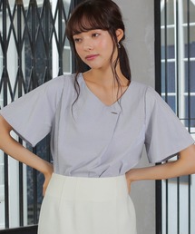 TRUDEA | アシメトリーVネックバー付半袖ブラウス(シャツ/ブラウス)