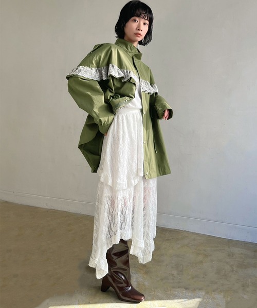 Jewelobe（ジュエローブ）の「イレヘムレースフリルスカート（スカート・レディース・ホワイト/ブラック/アイボリー・FREE）」の2枚目の写真