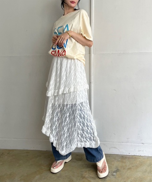 Jewelobe（ジュエローブ）の「イレヘムレースフリルスカート（スカート・レディース・ホワイト/ブラック/アイボリー・FREE）」の7枚目の写真