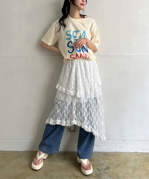 Jewelobe（ジュエローブ）の「イレヘムレースフリルスカート（スカート・レディース・ホワイト/ブラック/アイボリー・FREE）」の20枚目の写真