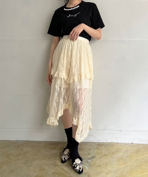 Jewelobe（ジュエローブ）の「イレヘムレースフリルスカート（スカート・レディース・ホワイト/ブラック/アイボリー・FREE）」の15枚目の写真