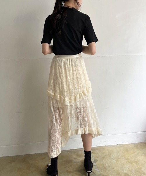Jewelobe（ジュエローブ）の「イレヘムレースフリルスカート（スカート・レディース・ホワイト/ブラック/アイボリー・FREE）」の17枚目の写真