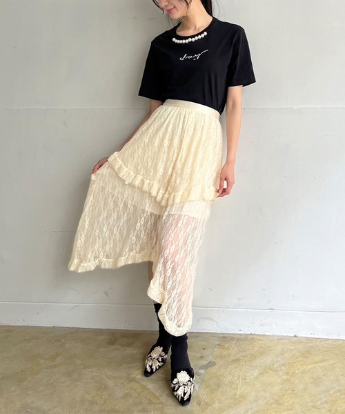 Jewelobe（ジュエローブ）の「イレヘムレースフリルスカート（スカート・レディース・ホワイト/ブラック/アイボリー・FREE）」の18枚目の写真